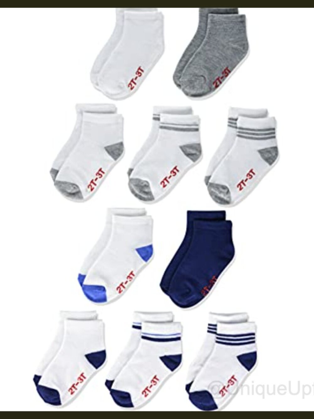 Lightweight Ankle Socks 10-Pair Pack EZ Sort No-Slip Grip Toddler Boys